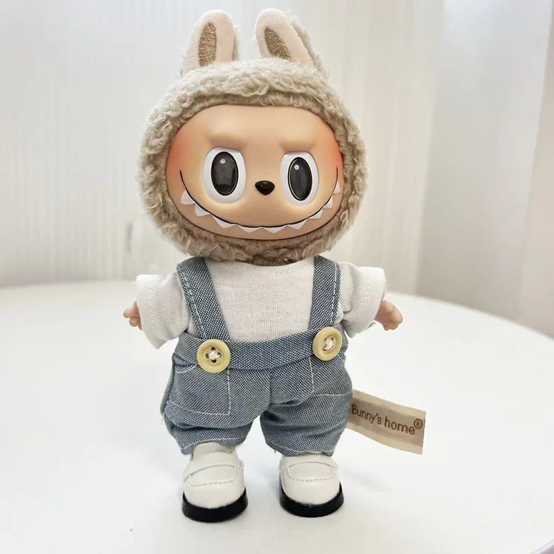 Cute Dress Outfit Clothes Only Shoes 17cm Blind Box Keychain Labubu Pendant Leather Canvas Sneaker Clothing