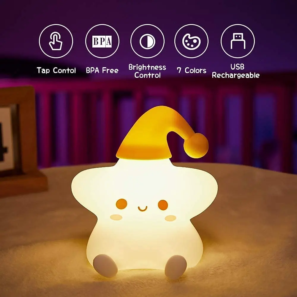 hot sell cheap price best gift led night lamp night lights for kids star silicone lamp