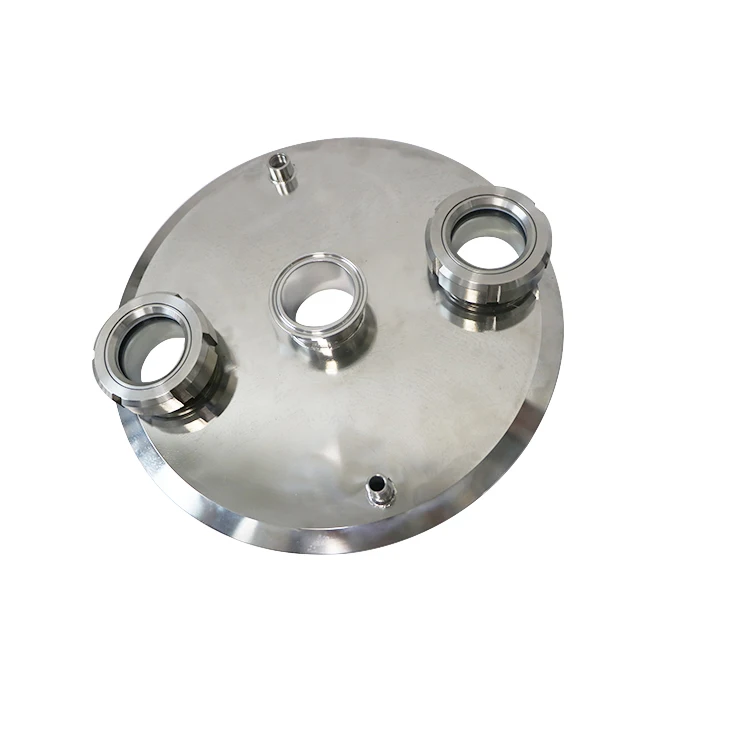 Sanitary tri clamp flat end cap lid with sight glass for collection chamber