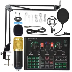 Bm800 Mic Usb V9X PRO Condenser Mic Sound Cards Sets Studio Wireless Adjustable Microphone Live Sound Card for Tiktok