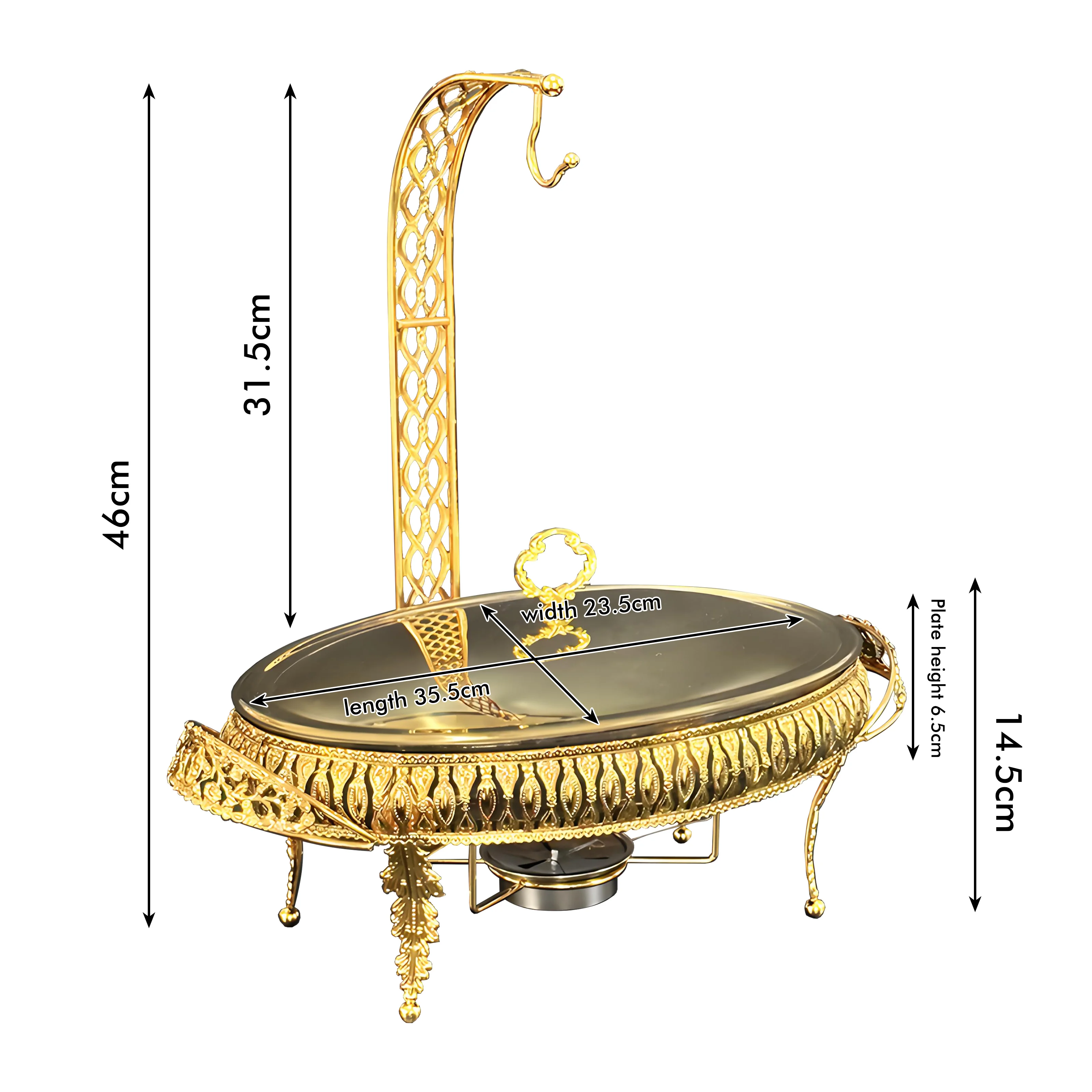 YITIAN Luxury High Quality Glass Chaffing Dishes Cheffing Dish Food Warmer Metal Egg Shape Gold Chafing Dish Buffet Set