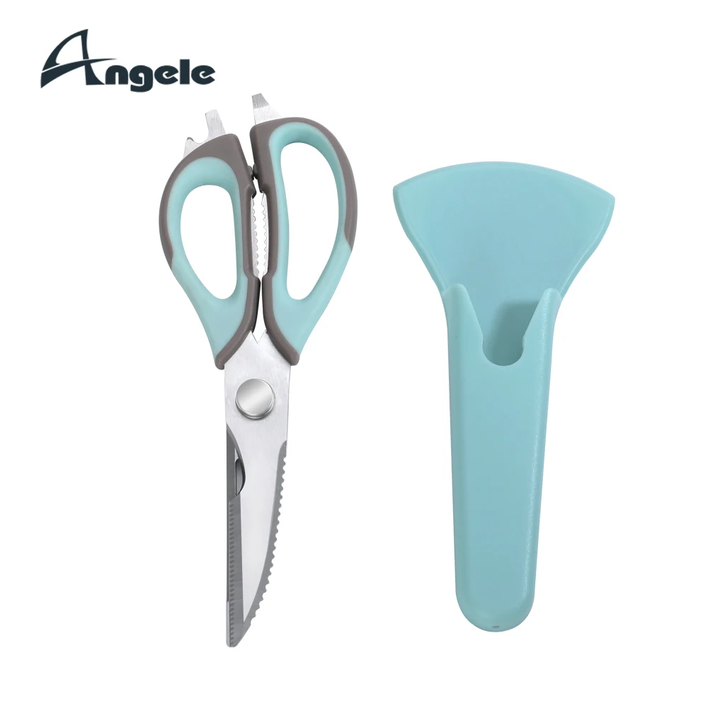 Household stainless steel kitchen shears with magnetic sheath Multi-purpose kitchen scissors