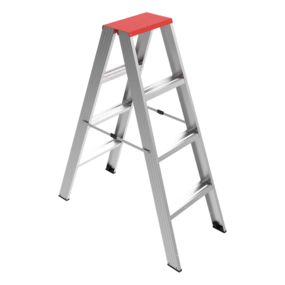 Outdoor using lightweight portable aluminum ladder double-sided 3-7 step industrial aluminum ladder with wide platform