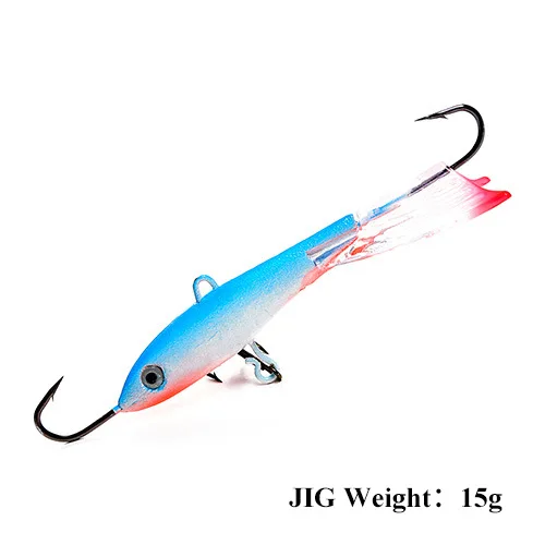 TAIGEK 15g 78mm Winter Ice Fishing Artificial Sinking Hard Lure 3D Eyes Jig Bait Hard Lure Jigging Lure For Salmon Trout
