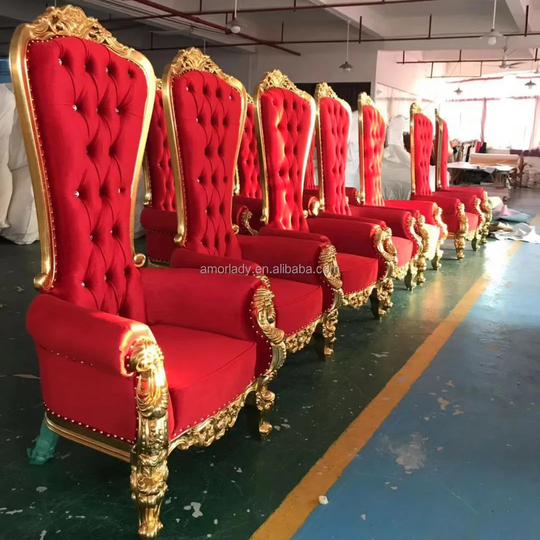  Red and gold cheap wedding king Queen throne