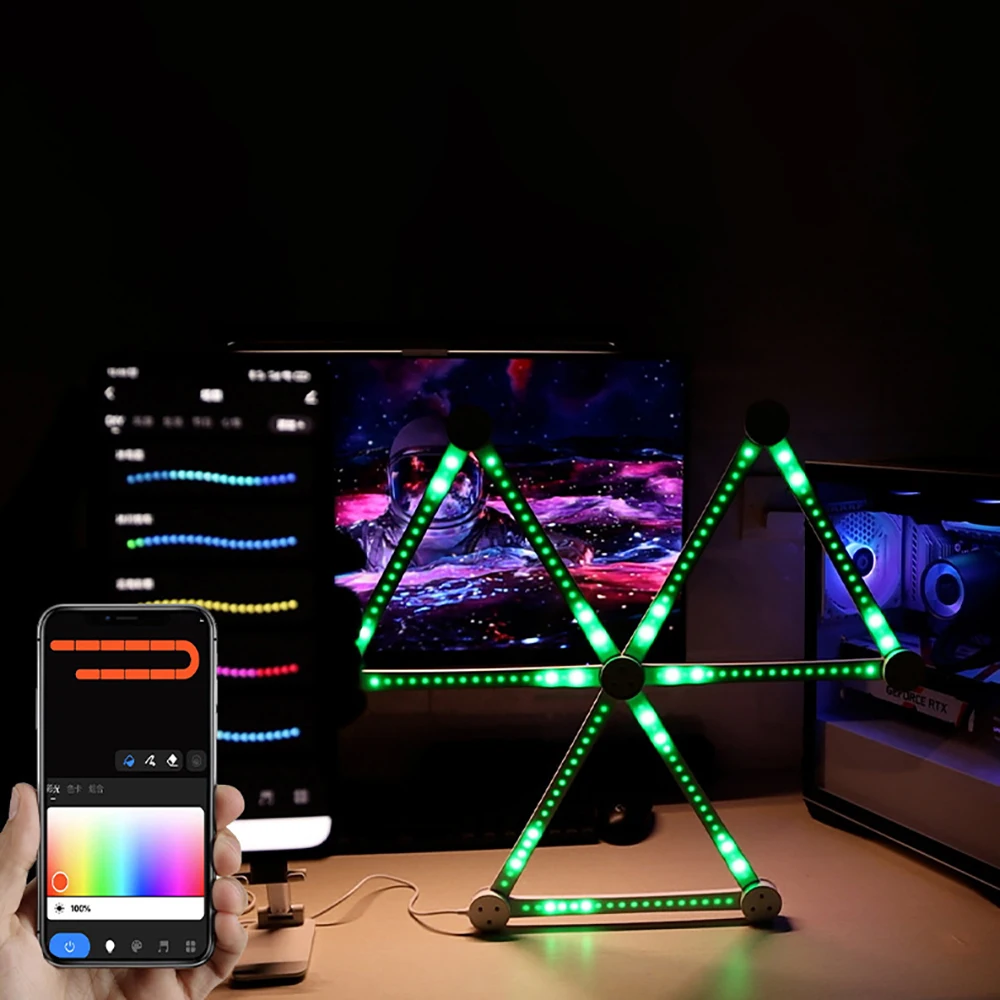 Music Sync RGB Wall Light LED DIY Geometry Splicing Gaming Lights Backlit Modular Tuya WiFi Colour Changing Home Decor Lights