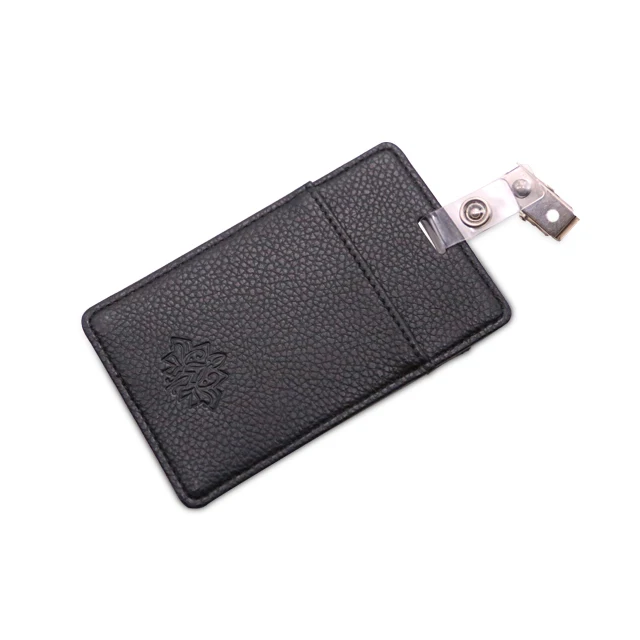 High Performance Wallet Clip PU Card Holder Leather Name Logo Custom ID Badge