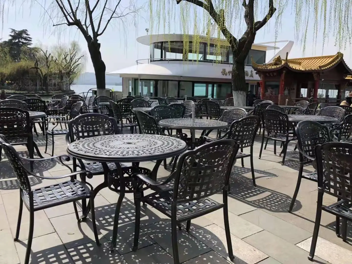 Sindom Outdoor Garden Metal Furniture Park Patio Aluminium Long Bench