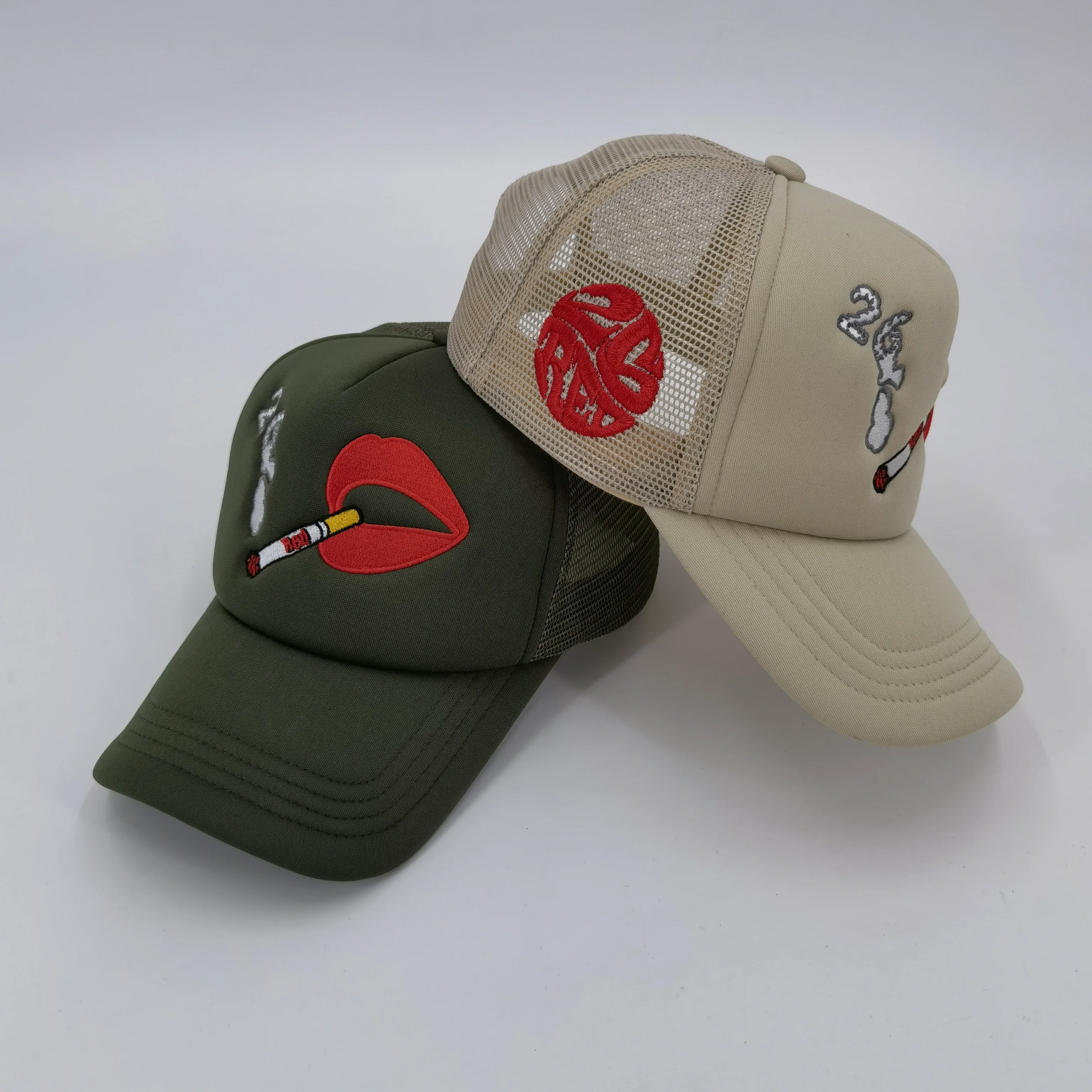 Plain blank foam mesh trucker caps custom trucker hat with logo trucker hat with rope