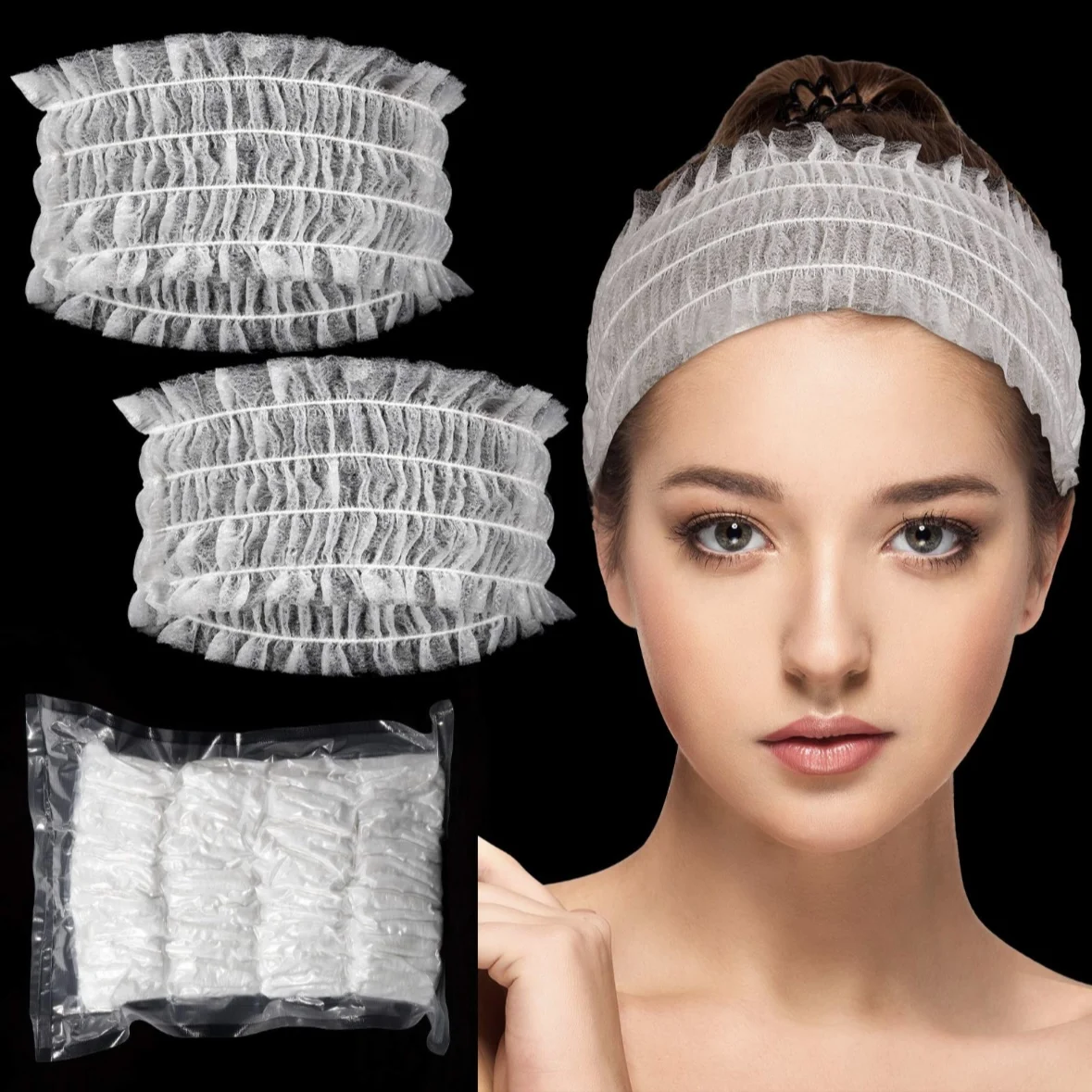 Disposable spa headband soft non-woven fabric stretch skin care hairband salon makeup sauna essentials