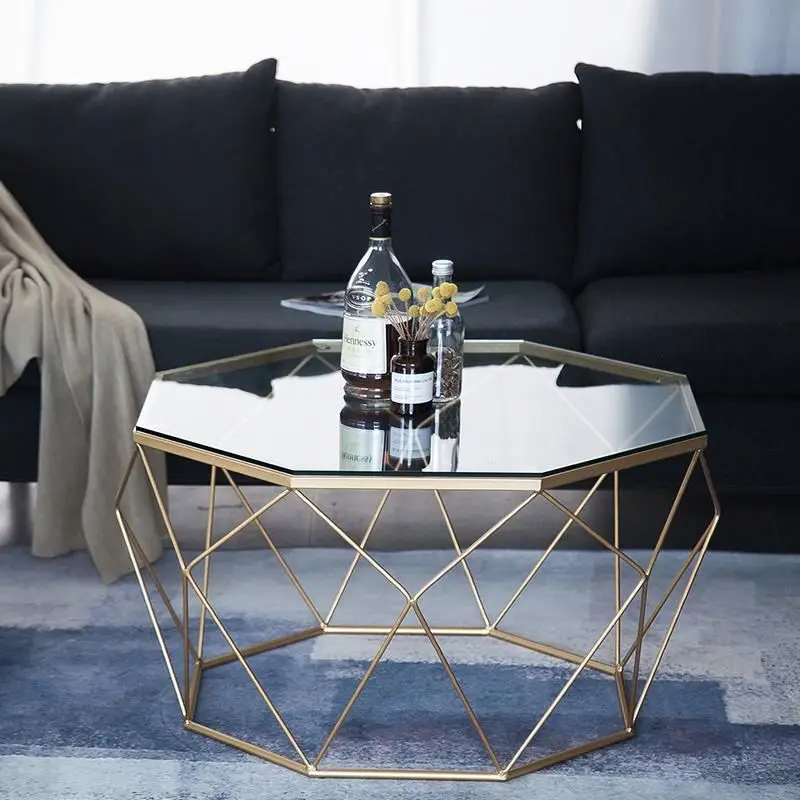 Nordic living room Tianyi light luxury personality fashion creative small house simple modern art large round glass coffee table