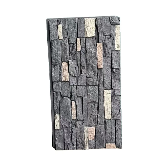2024 New Design lightweight PU faux stone wall panel Polyurethane interior and exterior 3D artificial stone Big Rock Stone Brick