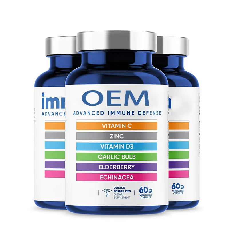 Supports Health Advanced Immune 6-in-1 Powerful Blend Vitamin C Vitamin D3 Zinc Elderberries Garlic Bulb Echinacea capsules