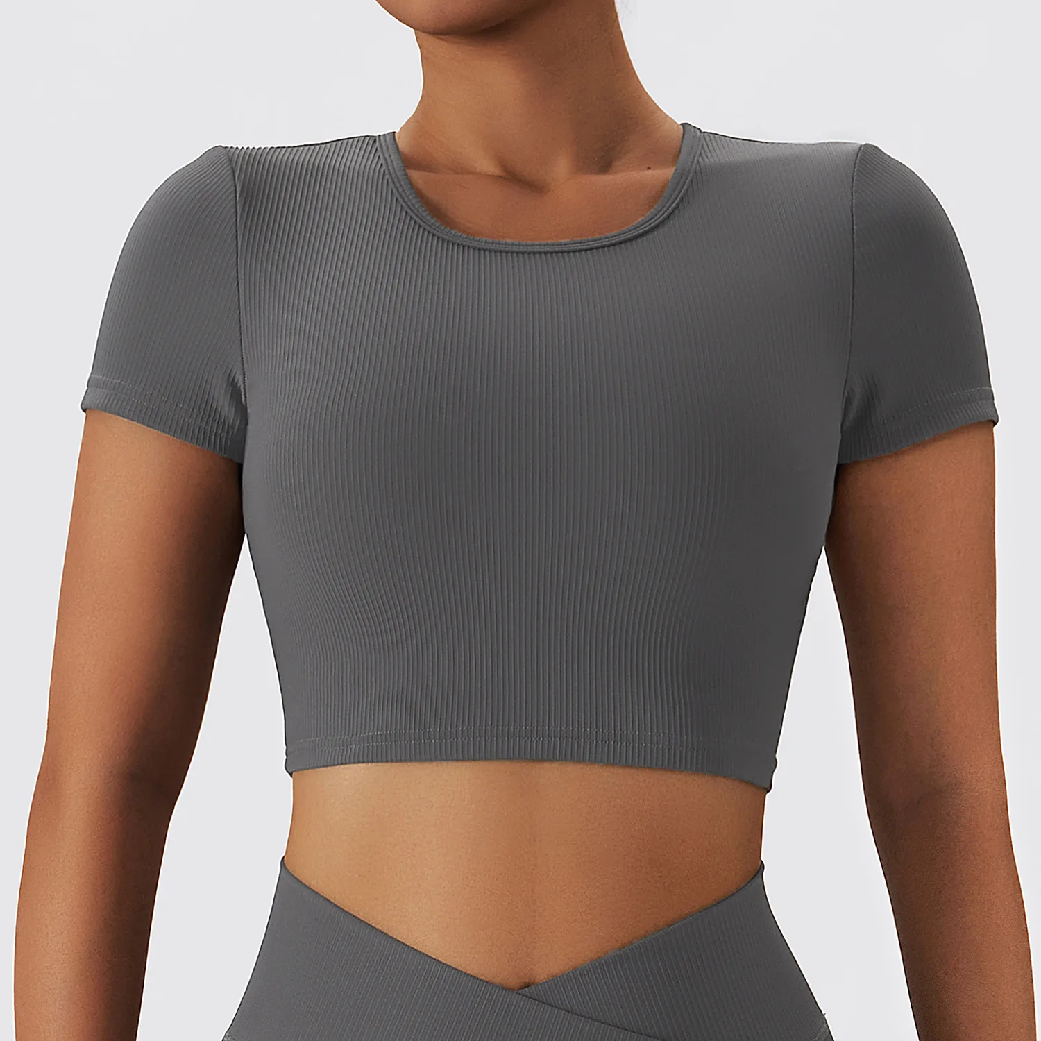 Running Sports Short Sleeve Threaded Openwork Beauty Back Yoga Wear Fitness Short Sleeve Top