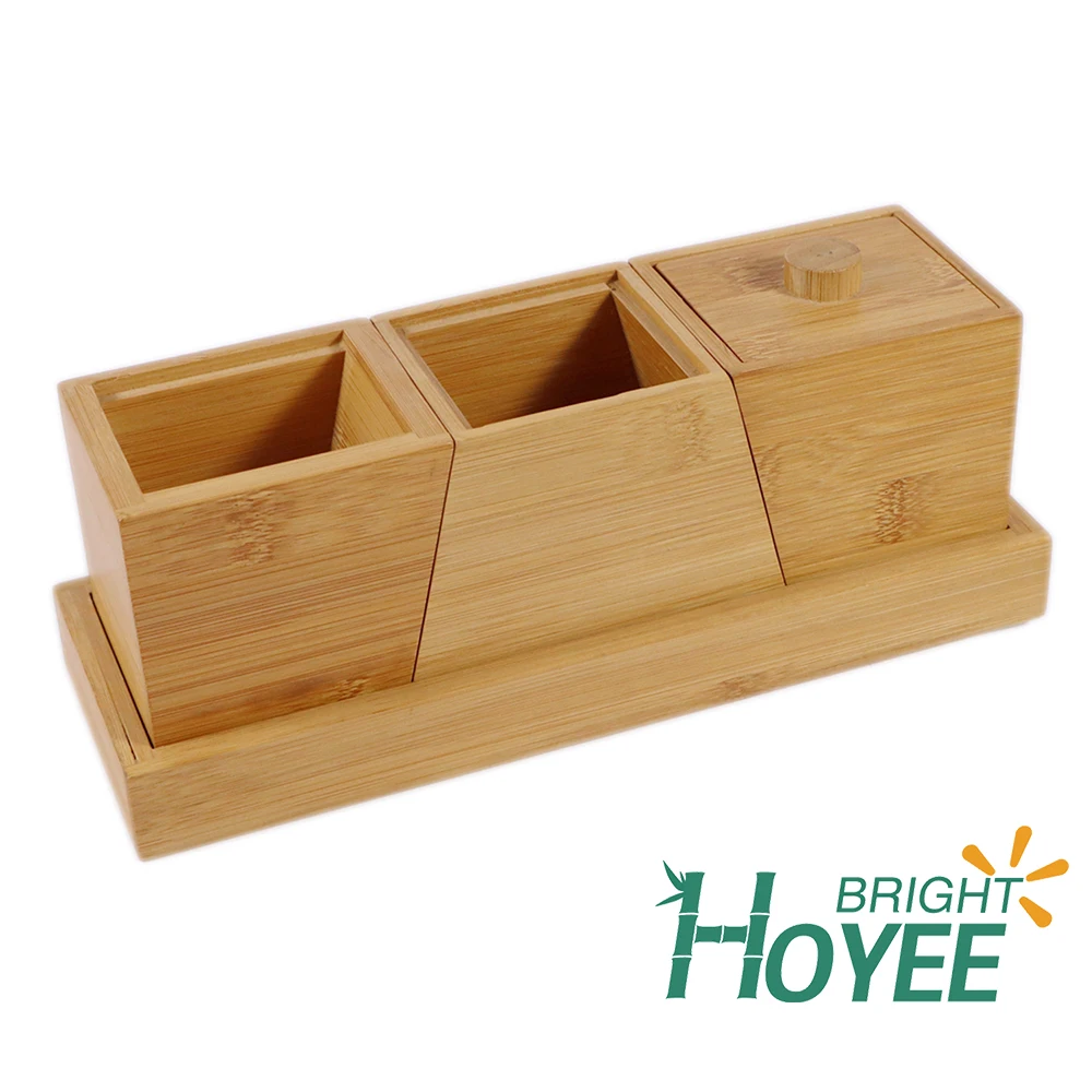 New design Bamboo Office Supplies Bamboo Desk Organizer Pen Holder Accessories Storage Caddy