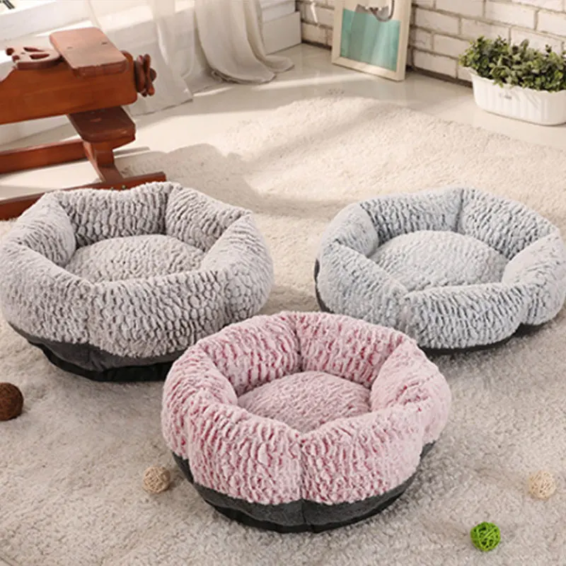 
Pet Factory Original Fluffy Faux Fur Shag Round Cozy Calming Donut Dog Bed 