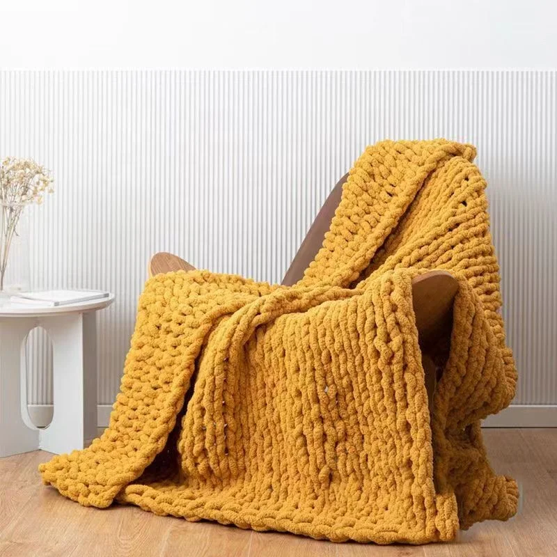 Chunky Knit Soft Large Cable Knitted Throw Bed Sofa Weighted Blanket Arm Knitted Weighted Blanket