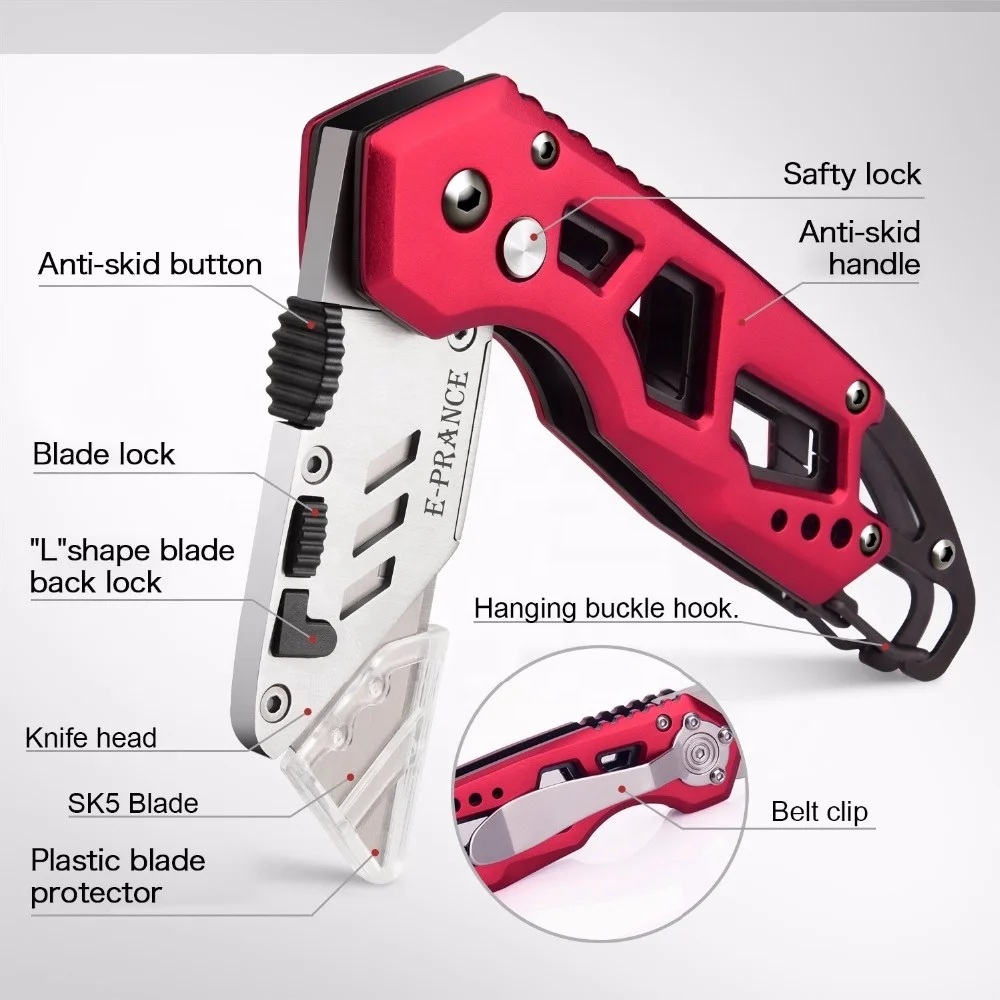 Wholesale Heavy Duty SK5 Double Blade Retractable Carpet Work Folding Handy Paper Safety Utility Knife