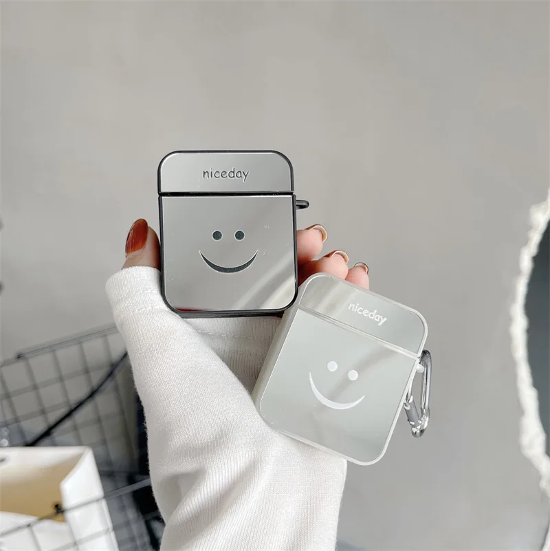 Оптовая продажа чехол для наушников Apple Airpods 1 2 мультяшное зеркало улыбающееся лицо защита от потери Силиконовая Air Pods Pro на