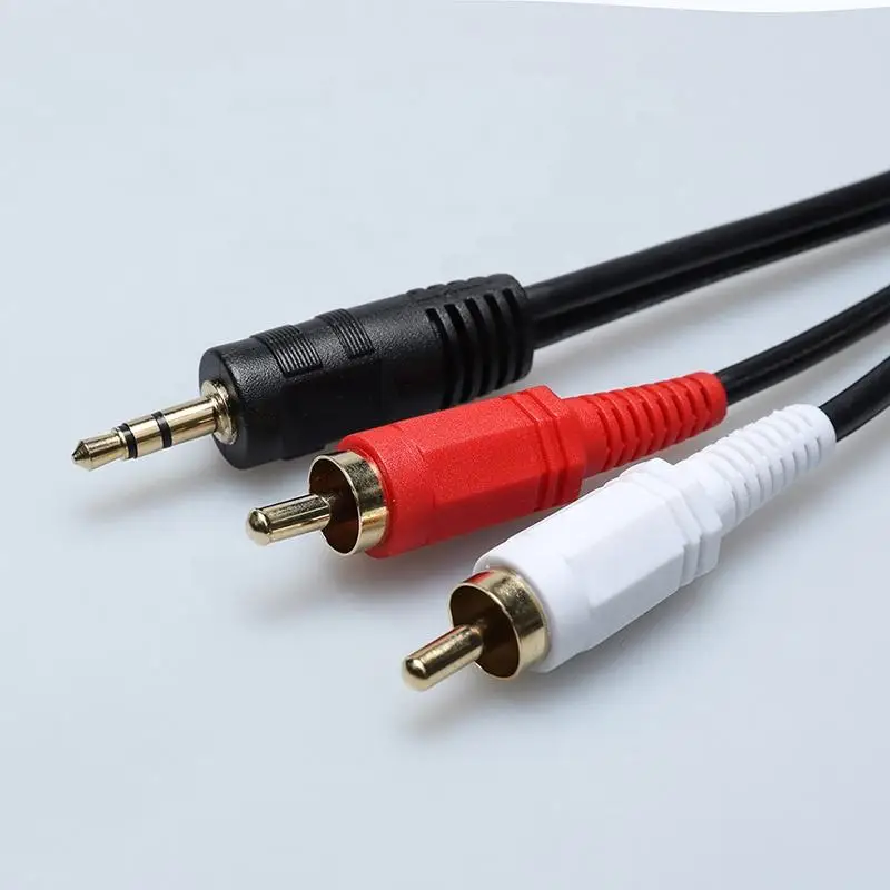 Factory Direct Sale 2 RCA Audio Cable 3.5mm Car Audio Cable For DVD Player Monitor Microphone