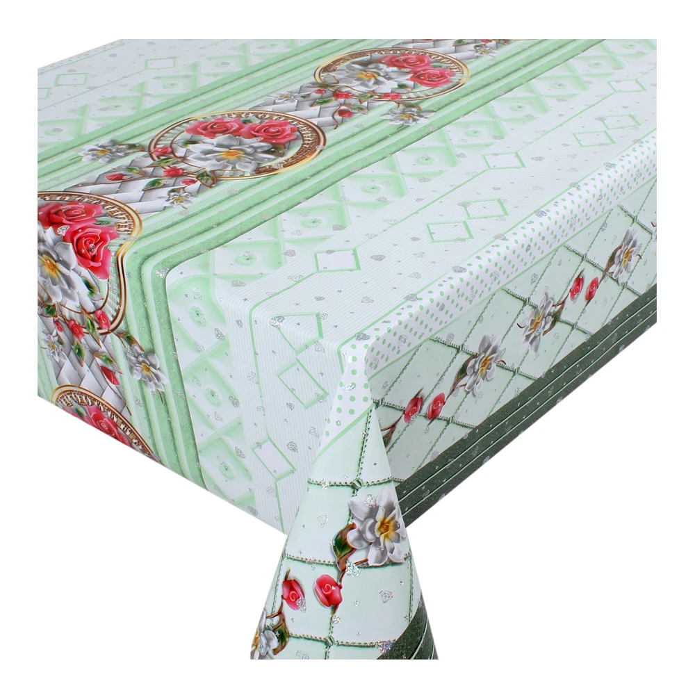 Оптовая продажа Роскошная Высококачественная Золотая рулонная водонепроницаемая ткань из ПВХ скатерть в рулоне