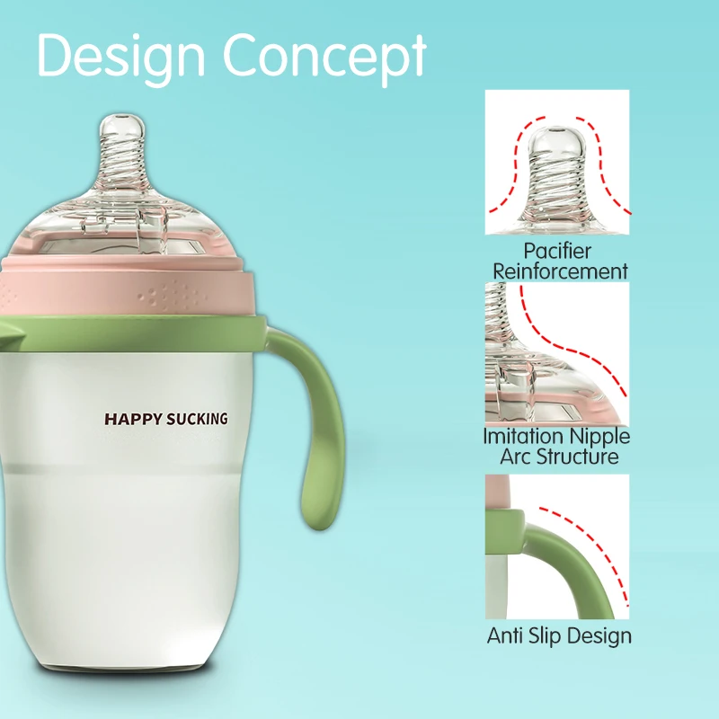 8 oz, 240ml BPA-Free Silicone Feeding Bottle - 100% Food Grade, Safe for Milk Feeding, Perfect Baby Cup for Newborns