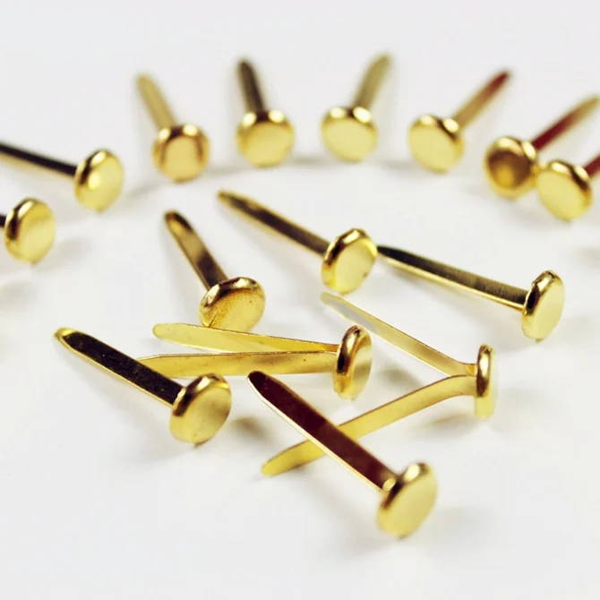 Bulk packing 3/4 inch brass plated paper fastener brads with golden color for scrapbook