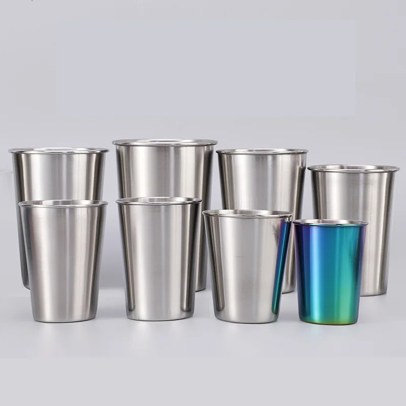 30-500ml Thickened Water Cup Portable Beer Cup Outdoor Portable Pint Cup Stainless Steel Camping Mugs Modern Single Opp Bag