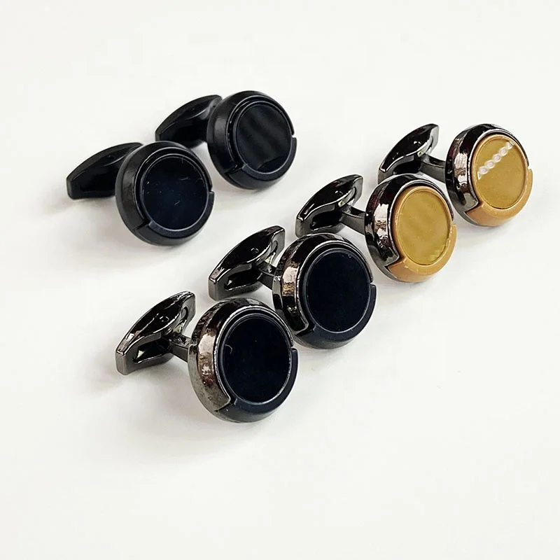 Men Cuff Link Wholesale Promotional Black  Brown Color Custom  Metal Shirt Cufflink
