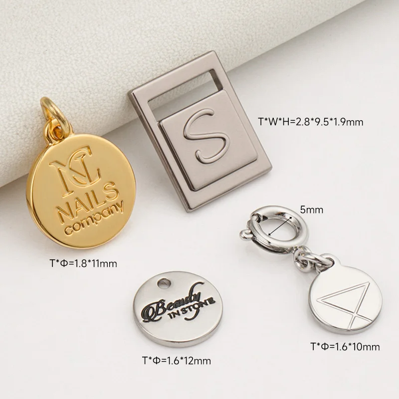 Custom Logo Metal Tag Small Metal Logo Bag Tag Hanging Metal Tags for Jewelry