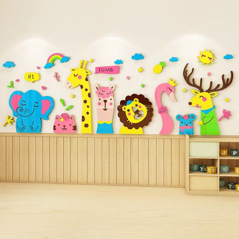 Детская комната Детский сад класс настенный Декор 3D мультфильм настенные наклейки