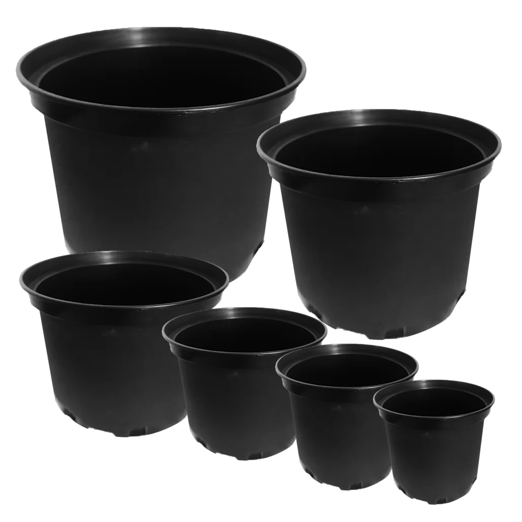 Factory  Garden Planter black plastic potted household decoration PP plastic cheap flower pots Cheap Plastic Plant Pots