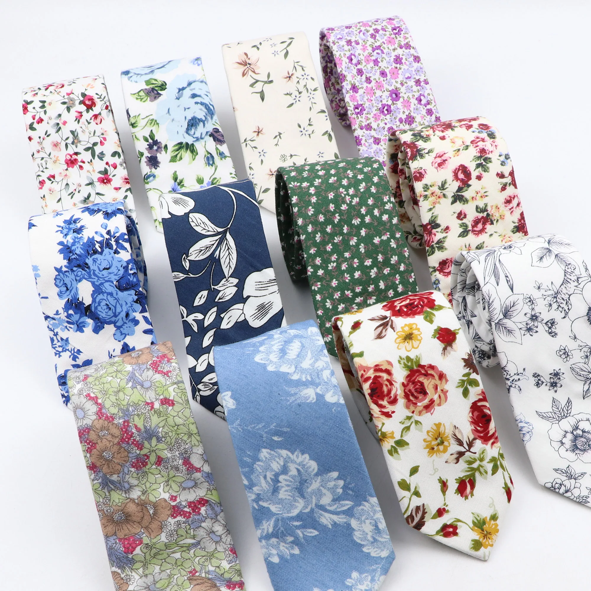 Новый красивый галстук 6 см с цветочным принтом из 100% хлопка мягкий женский и мужской свадебный костюм для жениха Повседневный смокинг Подарочный рубашка