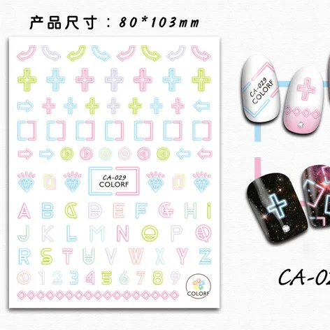 CA028-036 Nail Art Decals 3D Cartoon Flower Manicure Applique Nail Stickers for Nail Decoration