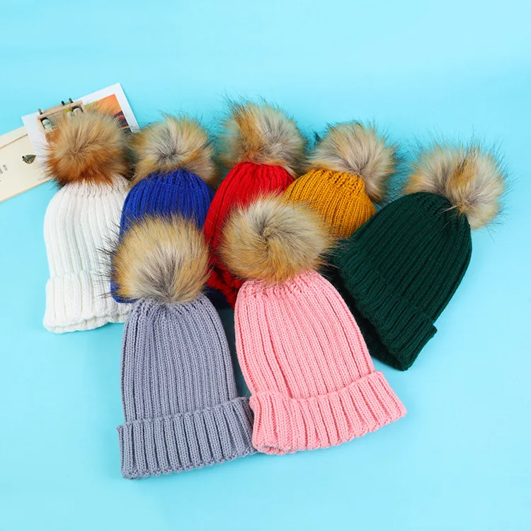 Custom logo beanie hats wholesale balaclava ski hats blank women warm cheap winter crochet knit pom pom beanie hats with pompom