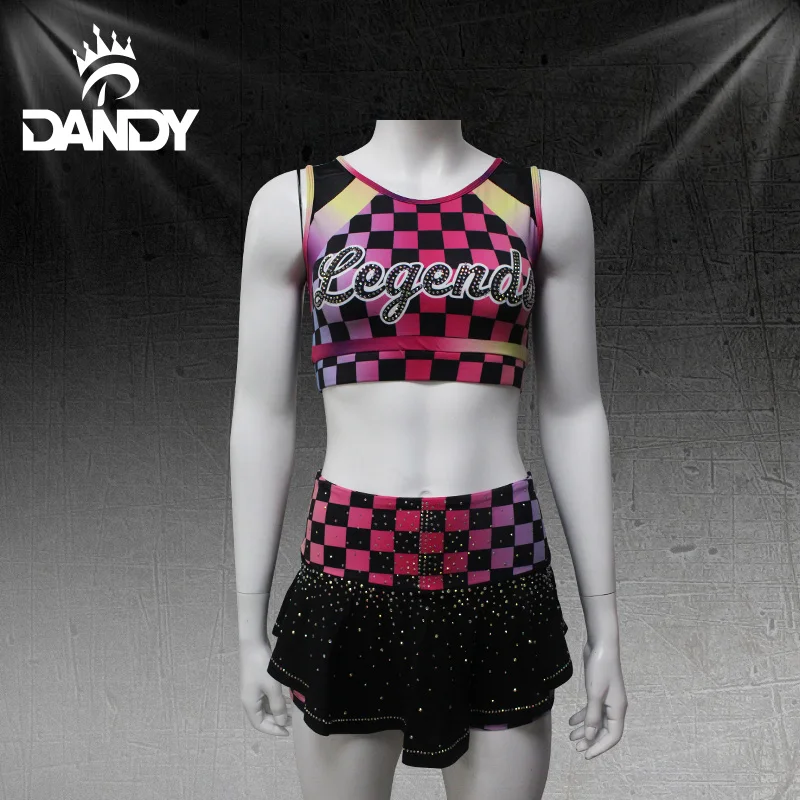 New style cheerleading training gear plus size cheer bra and shorts dance wear for girls