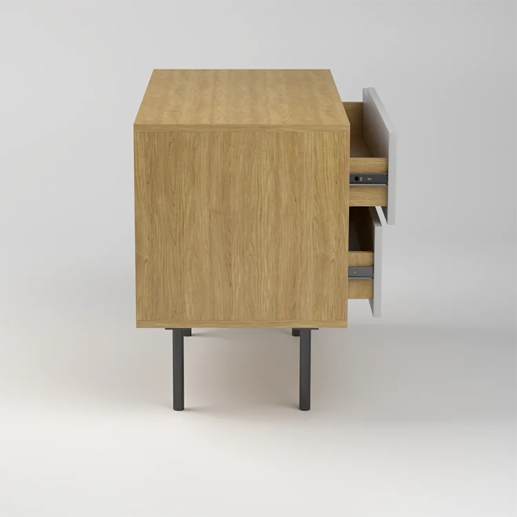 High End Luxury Free Standing Large Drawers Storage Night Stands Table Metal Legs Wood Bedroom Bedside Table