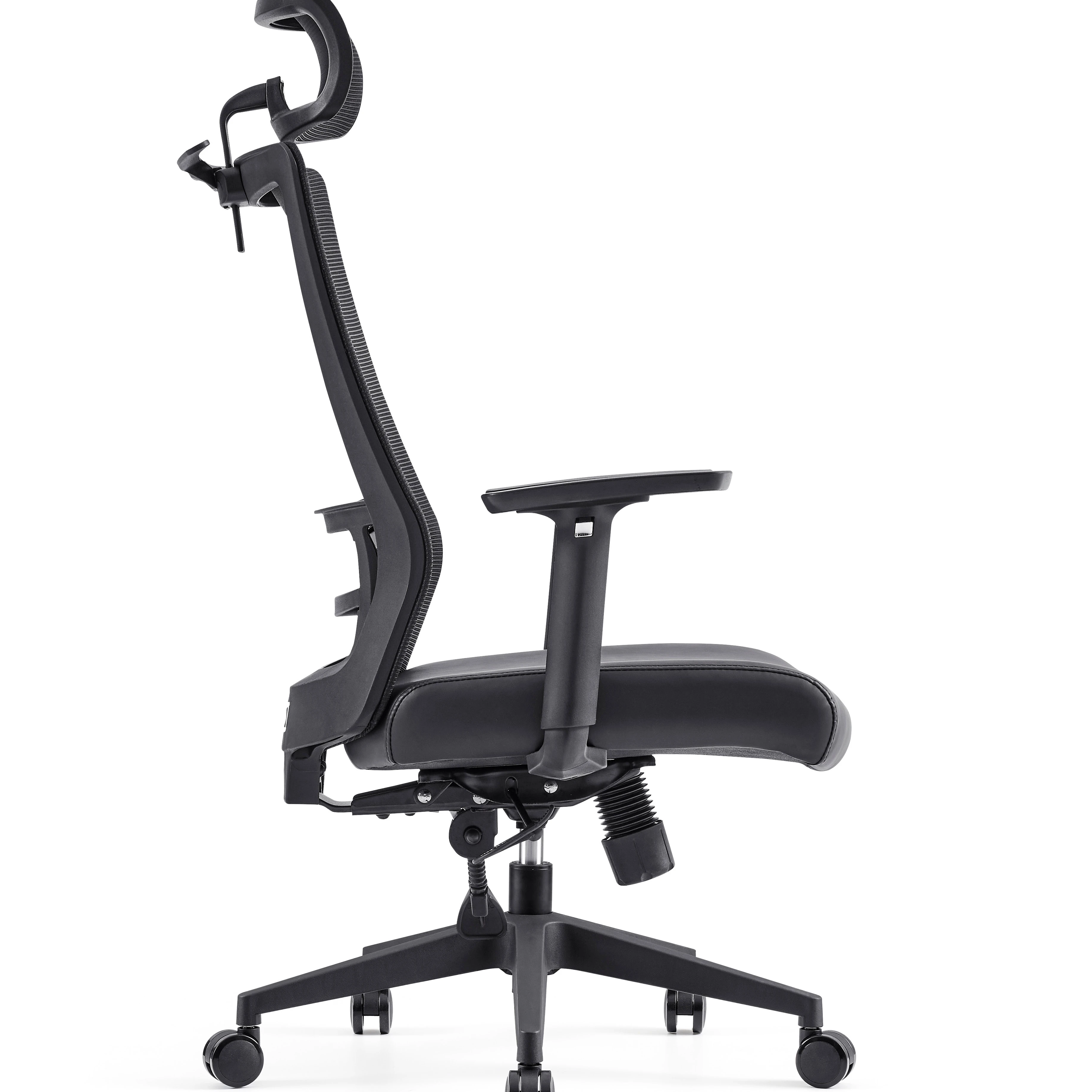 Modern Lift Office Chair Ergonomic Swivel Design Adjustable Headrest Mesh Fabric Aluminum Metal Recliner Home Office