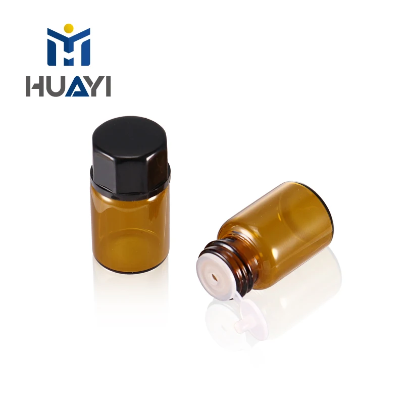 Wholesale Price Amber 2ml Mini Capacity Portable Glass Tube Vial Bottle With Plug And Plastic Screw Cap