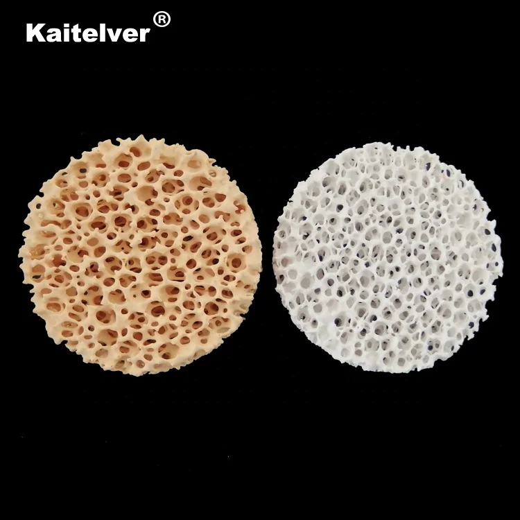 Ceramic foundry/casting foam filter (Al2O3, Sic, ZrO2, MgO) for metallic liquid filtration