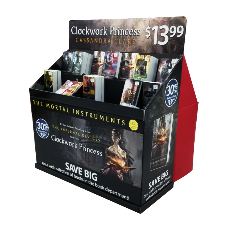 Folding point of sale paper floor pallet big cardboard display rack for shops supermarket retail book toy display stand