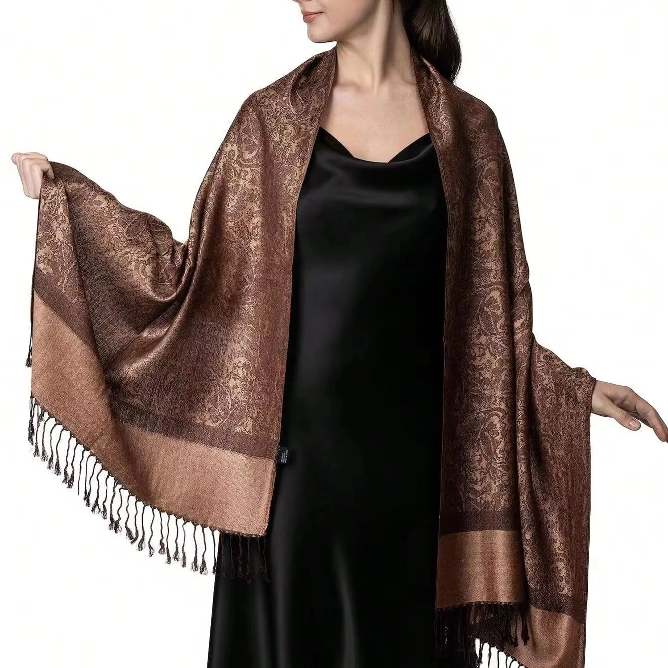 Стильный женский длинный жаккардовый вискозный акриловый винтажный шарф из вискозы модный Леопардовый Пейсли с цветочным принтом Пашмина