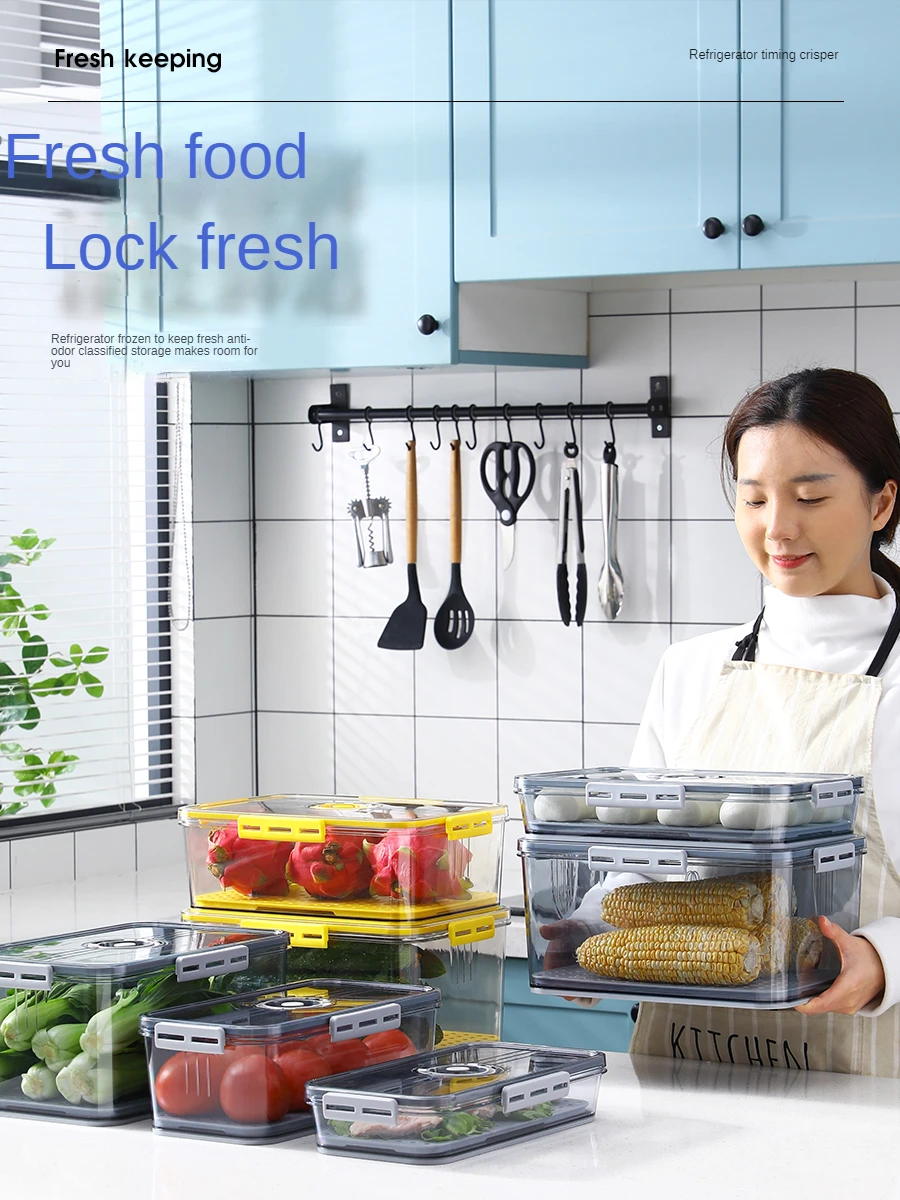 Kitchen Pet Food Fruits And Vegetable Storage Bin Freezer Ref Fridge Storage Container Boxes With Lids