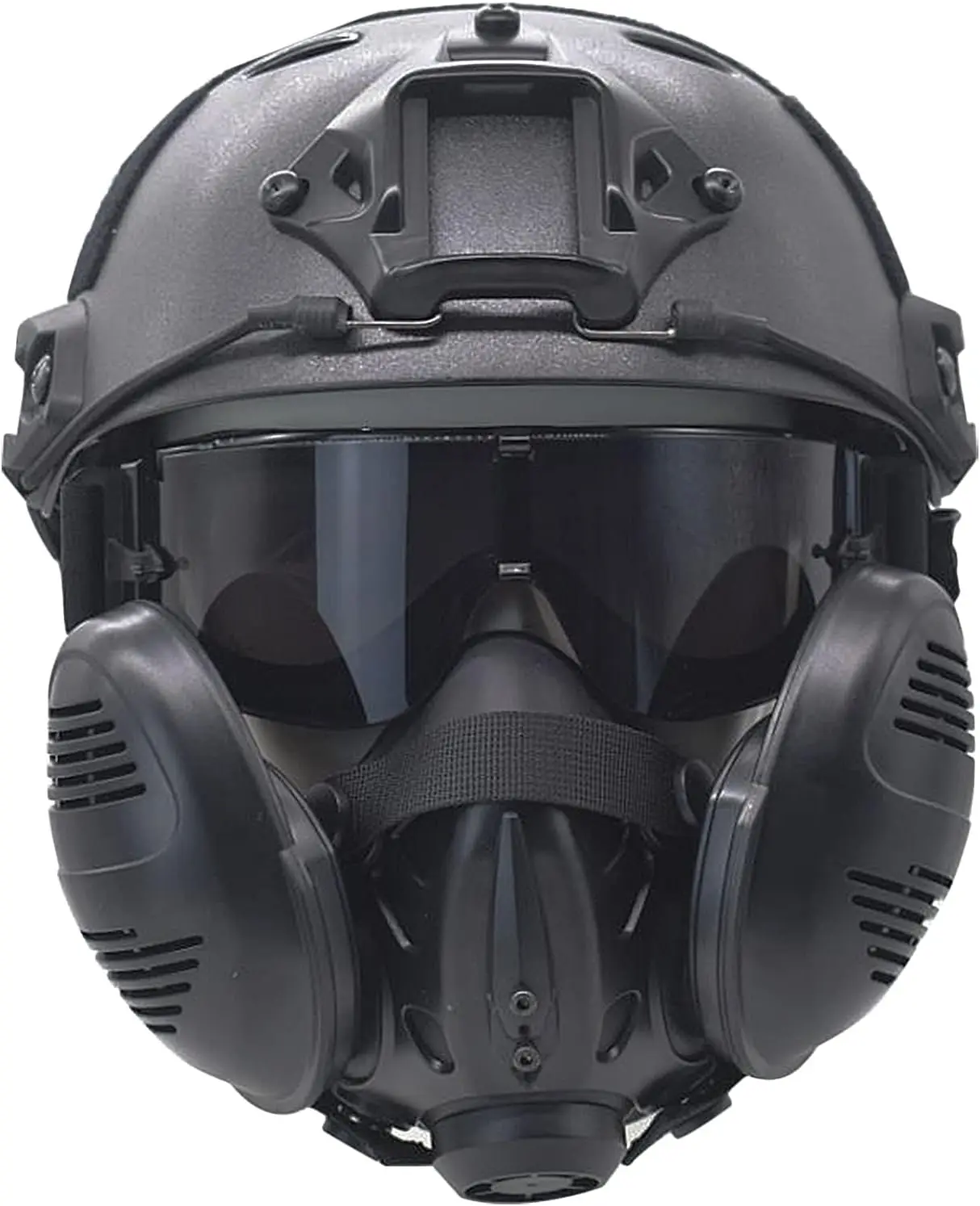 TPR Comfortable fit sports air filtration double fans tactical helmet fitting gas Mask