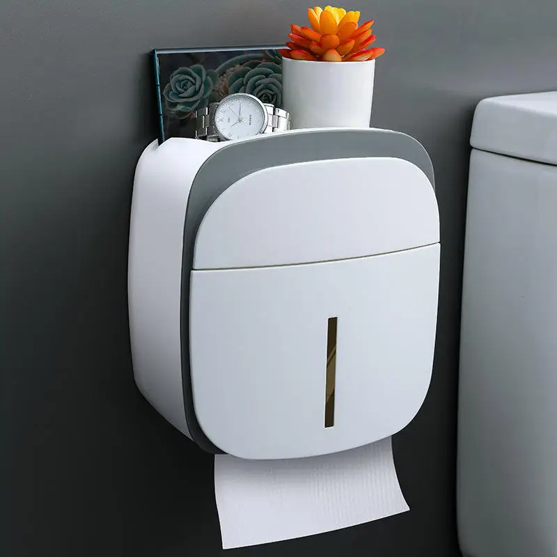 Multifunction Waterproof Wall Mounted Household Supplies Plastic Storage Box Toilet Paper Holder