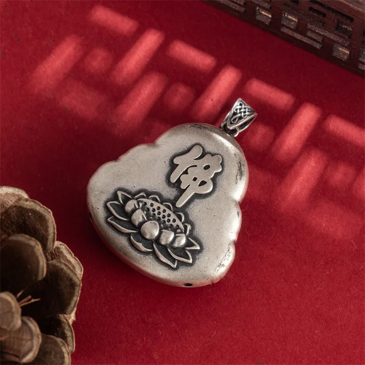 Chinese-style S999 full-foot silver vintage Maitreya Buddha pendant necklace to make old matte Buddha brand national wind Buddha