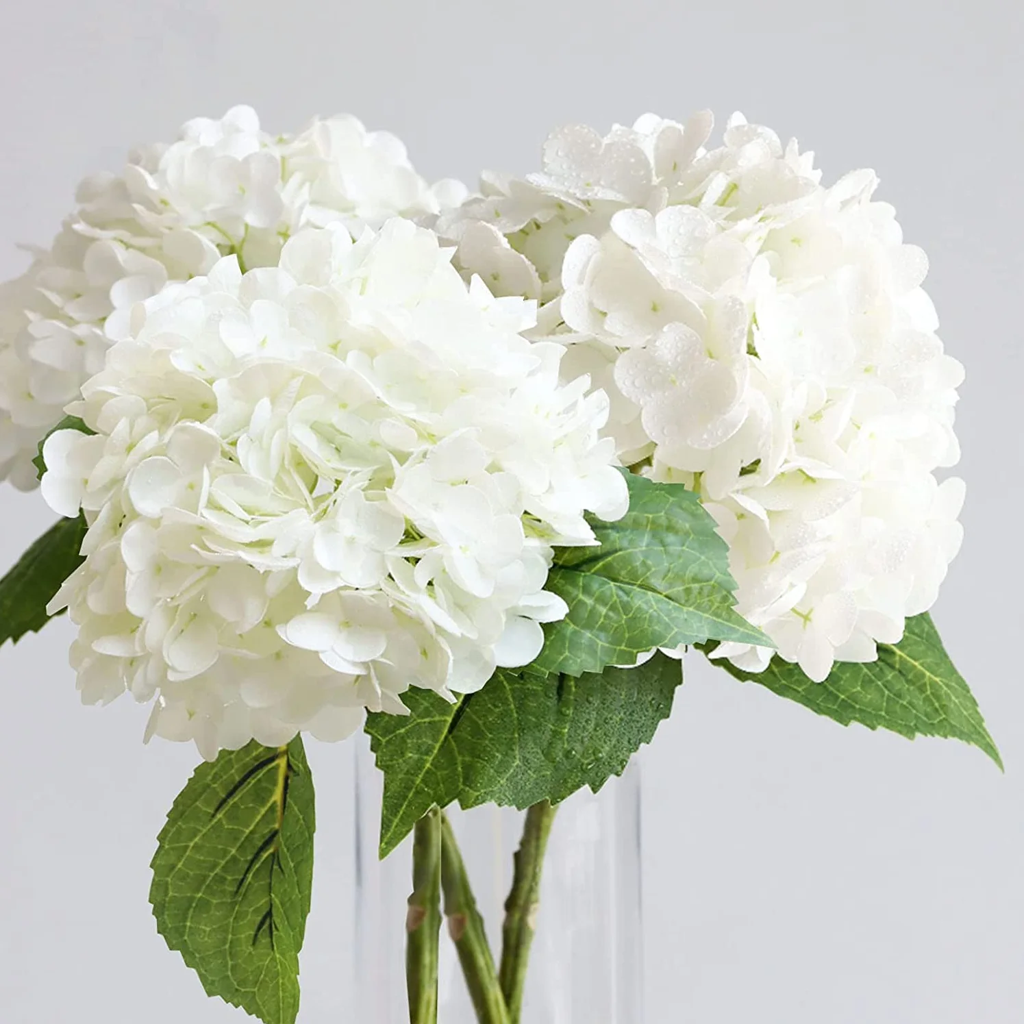 Artificial White Hydrangea Natural Lifelike Real Touch Faux Large Royal Hydrangea for Home Party Outdoor Wedding Decor Table