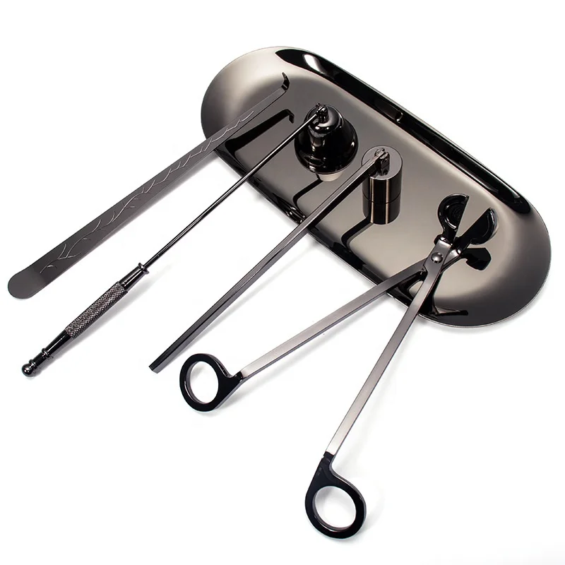 5 in 1 Candle Wicks Trimmer Kit Candle Care Tool Accessory Set Stainless Steel Wicks Scissors Manual Snuffer Extinguisher