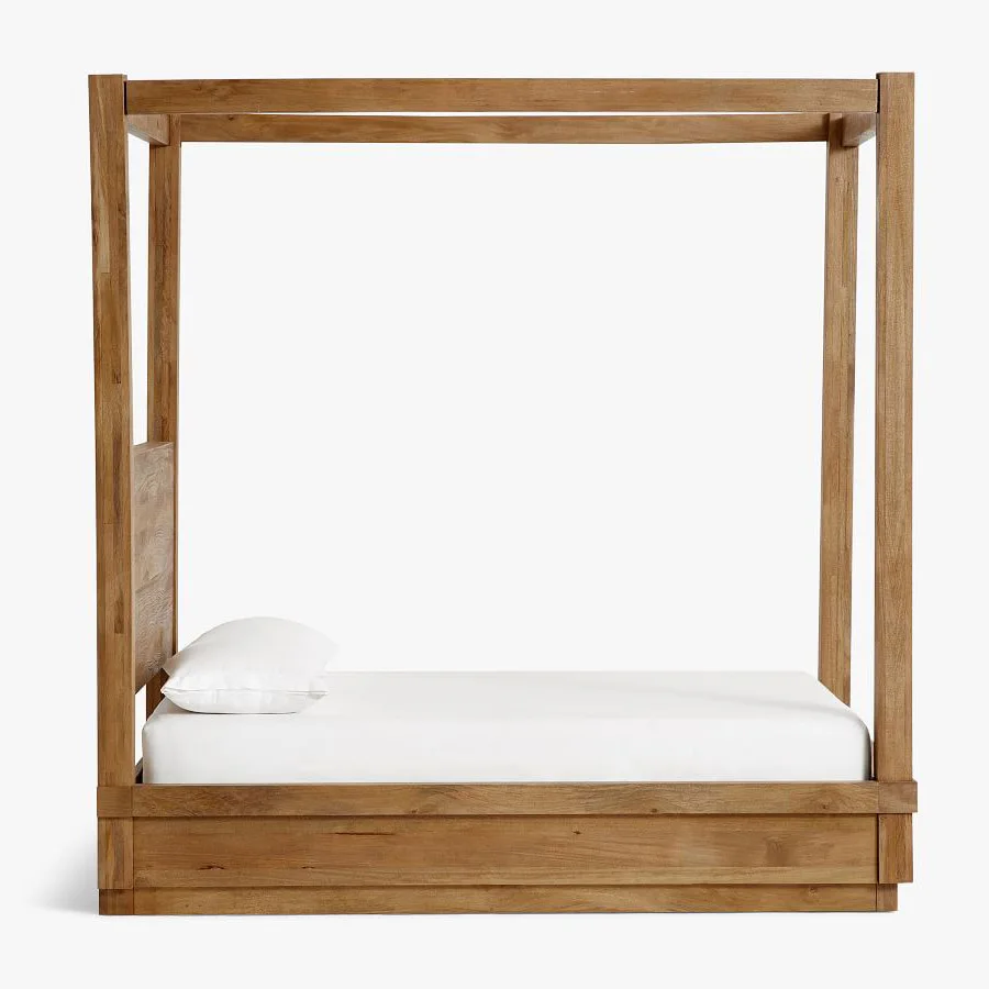 Factory direct custom antique old natural heavy king queen size wooden Canopy Double Bed