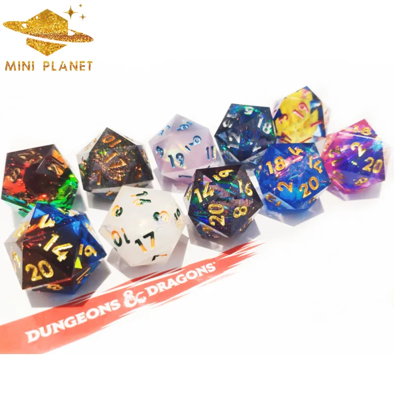 Игровые кости DND Resin, Заводские кости с острыми краями, многогранные кости DnD D20, игры для ролевых игр, Подземелья и Драконы, игровые кости DND D20 на заказ